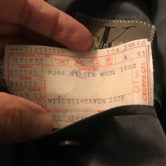 Calvin Klein 3 Button Super 100s Wool Blazer Jacket Brown 39R made in Italy - Picture 5 of 8